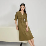 V-Neck Slimming A-Line Dress