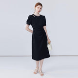 Round Neck Bubble Sleeve Dress