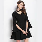 V-neck Black Dress