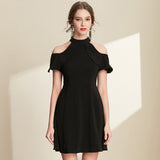 A-line Ruffled Black Dress