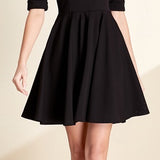 Collar Slim Fit Black Dress