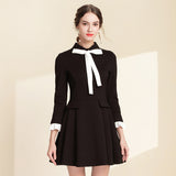 Slimming Bow Doll Neck Dress