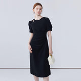 Round Neck Bubble Sleeve Dress