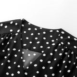 V-Neck Spotted Long Sleeved Dress