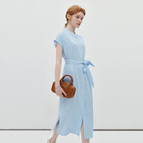 Collar Vertical Stripe Dress