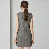 Vintage Plaid Woolen Dress