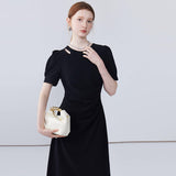 Round Neck Bubble Sleeve Dress