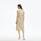 Organza Slit Waist Cinching Dress