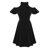 A-line Ruffled Black Dress