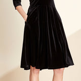 Black V-neck Mid Length Dress