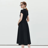 Half High Collar Patchwork Dress