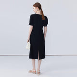 Round Neck Bubble Sleeve Dress