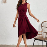 Sleeveless Ruched A-Line Midi Dress