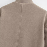 V-neck Double-breasted Tweed Coat