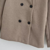 V-neck Double-breasted Tweed Coat