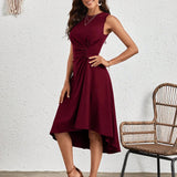 Sleeveless Ruched A-Line Midi Dress