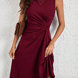 Sleeveless Ruched A-Line Midi Dress