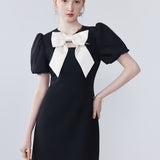 Bubble Sleeve Bow Dress