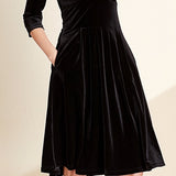 Black V-neck Mid Length Dress