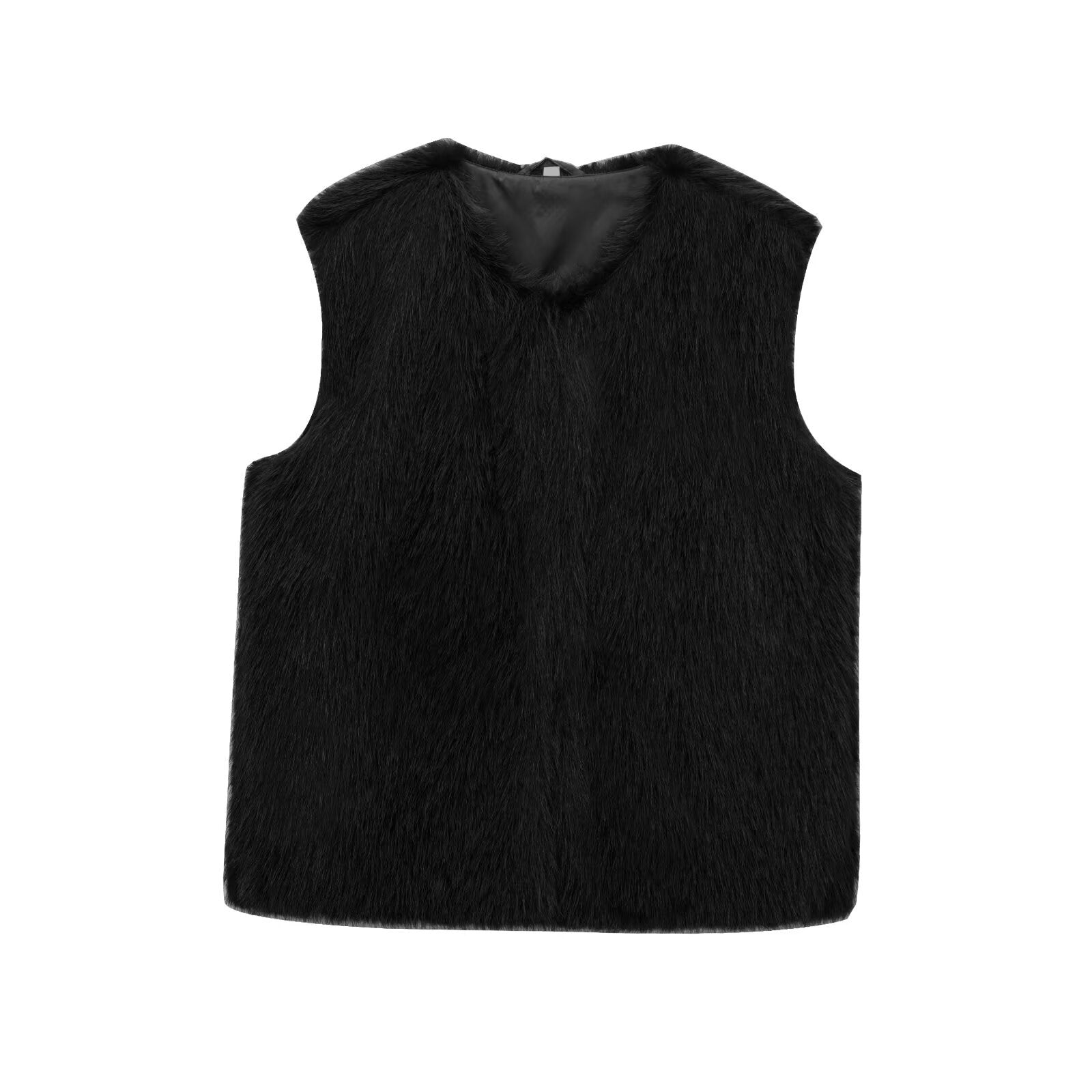 Faux fur sleeveless round neck vest