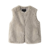Faux fur sleeveless round neck vest