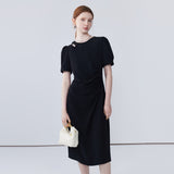 Round Neck Bubble Sleeve Dress