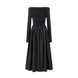 Black Off Shoulder High Waisted Dress