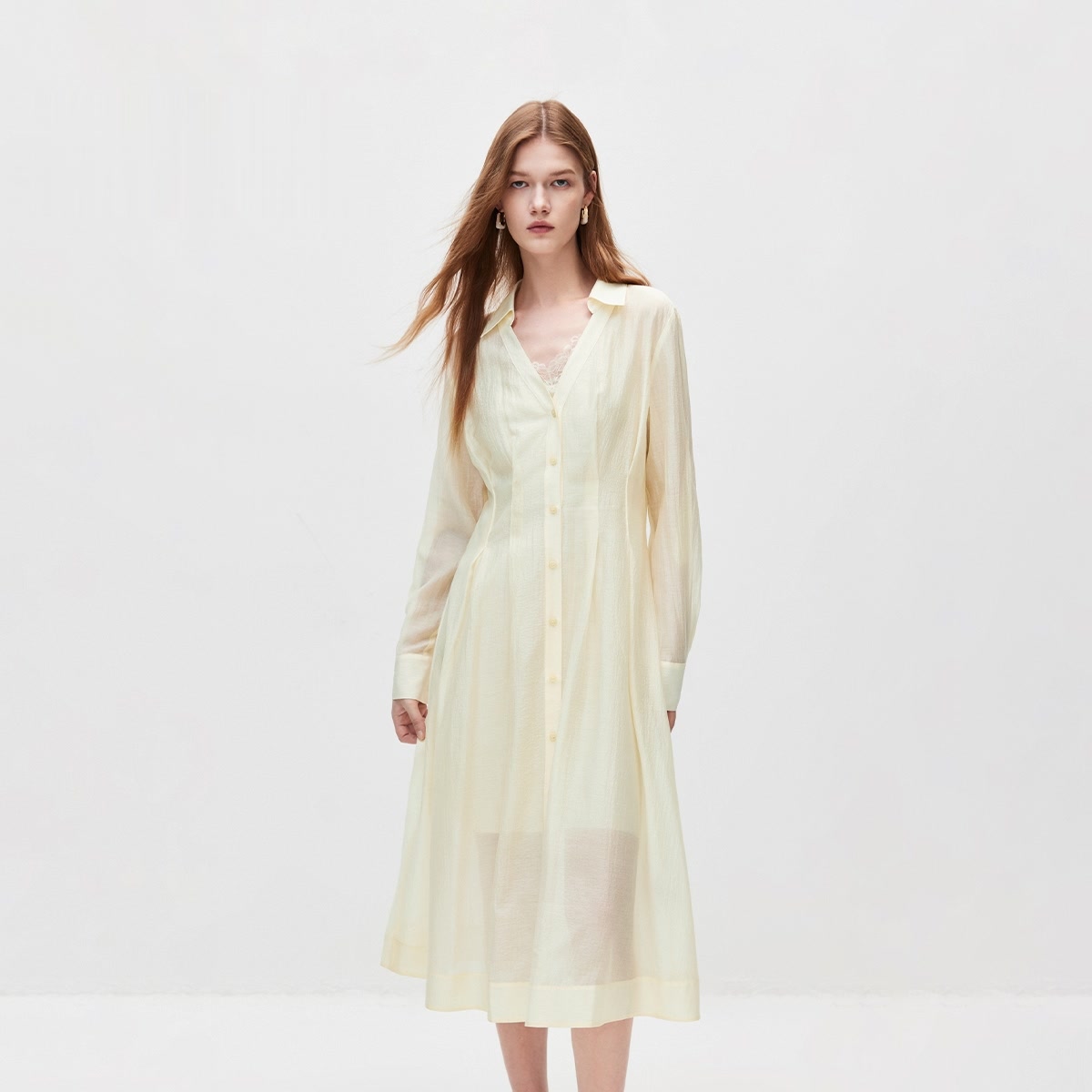 V-Neck Lace Mid Length Dress Set