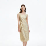 Organza Slit Waist Cinching Dress