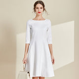 White Boat Neck Dress