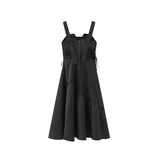Black Strap Waist Cinching Dress
