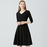 Long Sleeved Slim Fit V-neck Dress