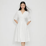 V-Neck Slimming A-Line Dress