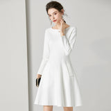 White Boat Neck Dress