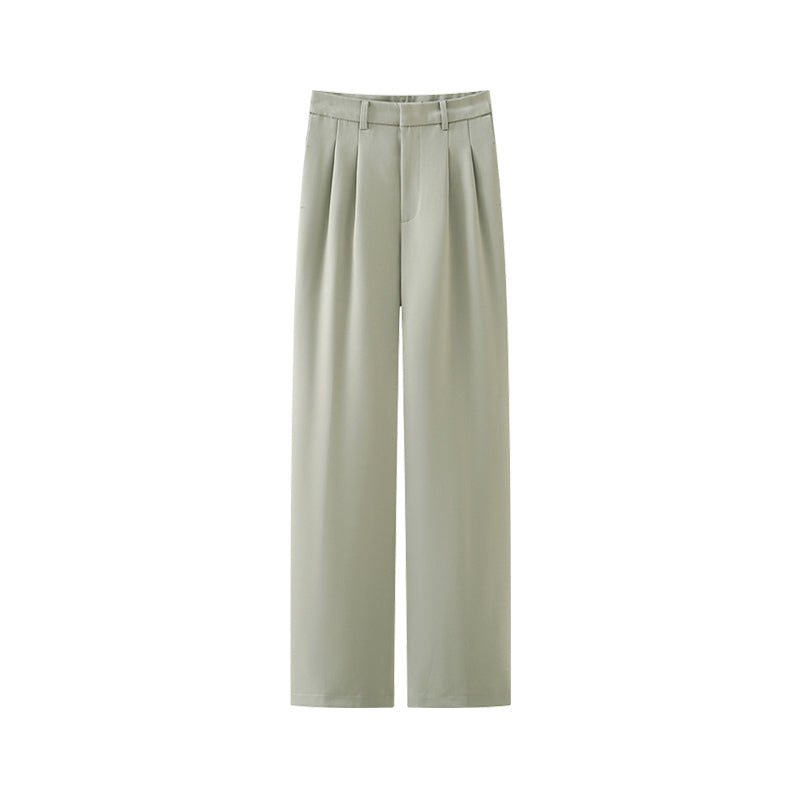 Pleated wide casual pants