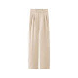 Pleated wide casual pants