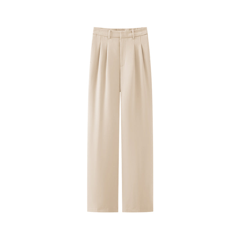 Pleated wide casual pants
