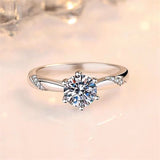 Copper Six-Prong Simulated Diamond Zircon Couple Open Ring