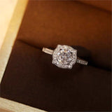 Copper Square Halo Simulated Diamond Zircon Couple Open Ring