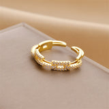 Gold-Plated Korean Chain-Zircon Open Ring