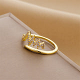 Gold-Plated Korean Lightning Zircon Open Ring