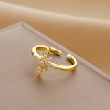 Gold-Plated Korean Star Zircon Open Ring