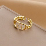 Gold-Plated Korean Chain-Zircon Open Ring Description