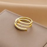 Gold-Plated Korean Multi-Layer Zircon Open Ring