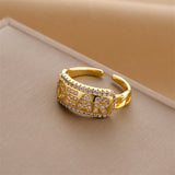Gold-Plated Korean "DEAR" Letter Zircon Open Ring