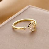 Gold-Plated Korean Heart Zircon Open Ring
