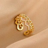 Gold-Plated Korean Chain Star Zircon Pendant Open Ring