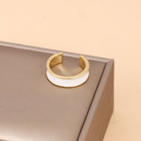 Gold-Plated Korean White Enamel Minimalist Open Ring