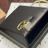 Gold-Plated Korean Light Four-Leaf Clover Zircon Open Ring