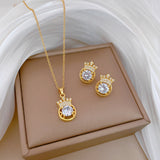 Titanium Steel Crown Zircon Jewelry Set